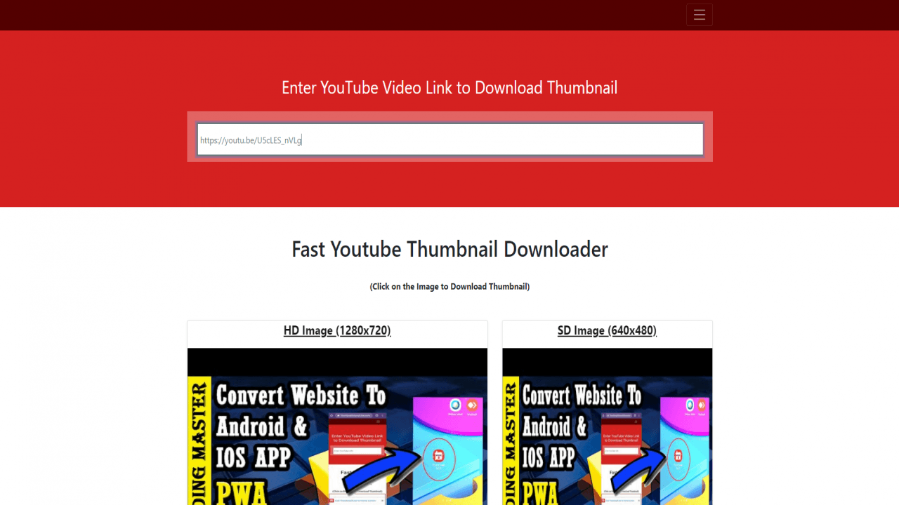 Youtube Thumbnail Downloader WIth PWA Source Code