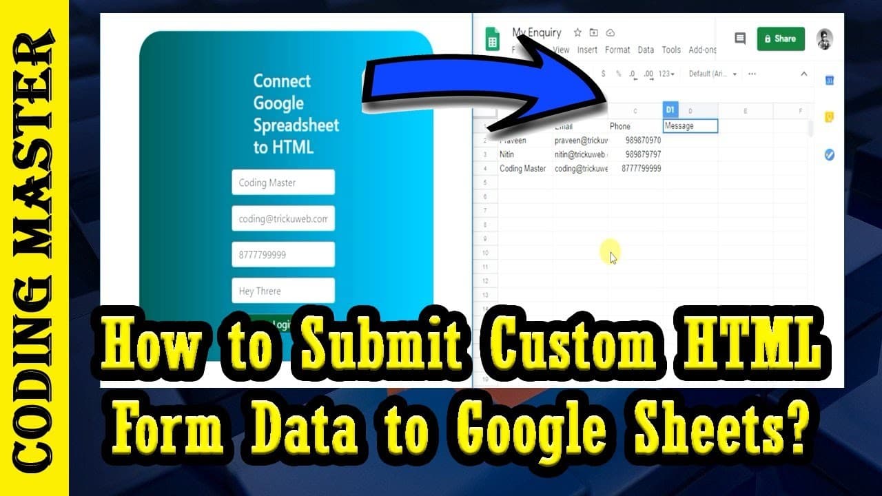 How to Submit Custom HTML Form Data to Google Sheets?
