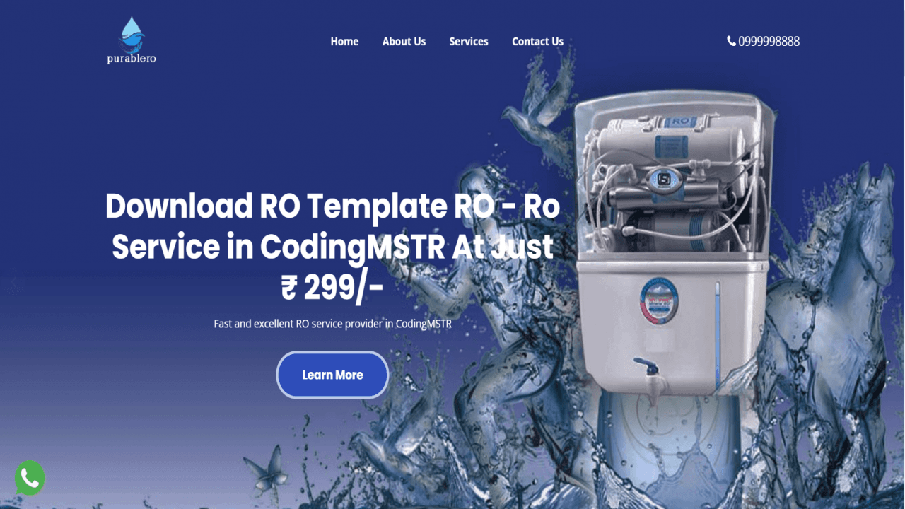 Download Water Purifier Repairs RO Bootstrap Website Template