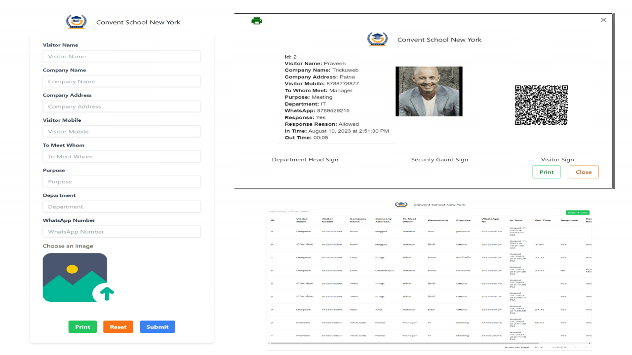 Visitor Management Software Source Code with PHP and React