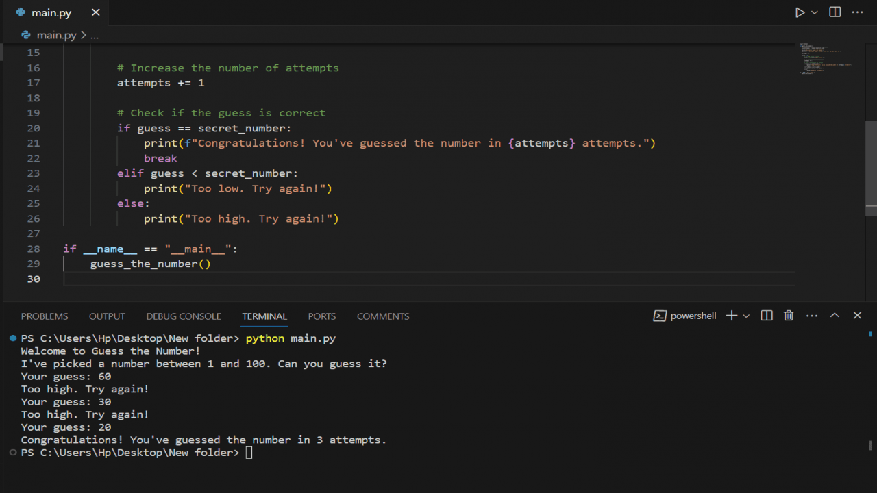 Guess The Number Game in Python Source Code