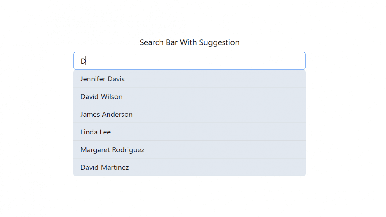 React Search Bar with Suggestion or Auto Complete Source Code