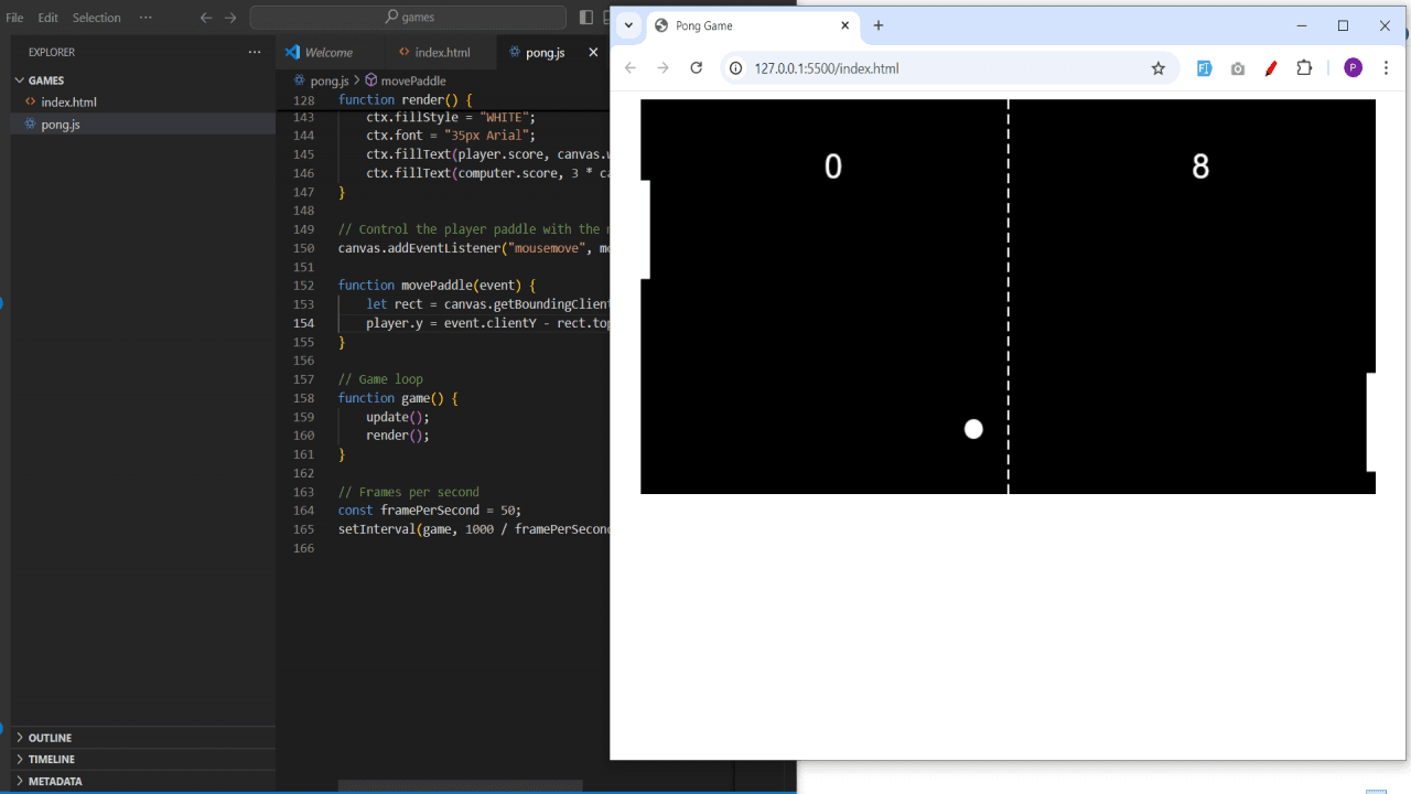 Ping Pong Game Using JavaScript
