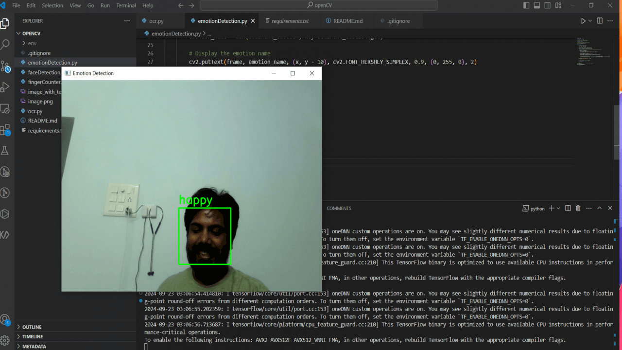Python Emotion Detection Program Source Code