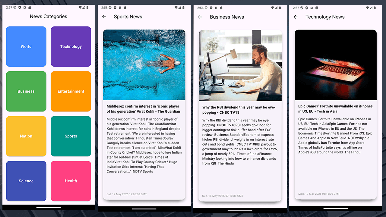 Flutter News App with Google News API | Swipeable News UI | Source Code