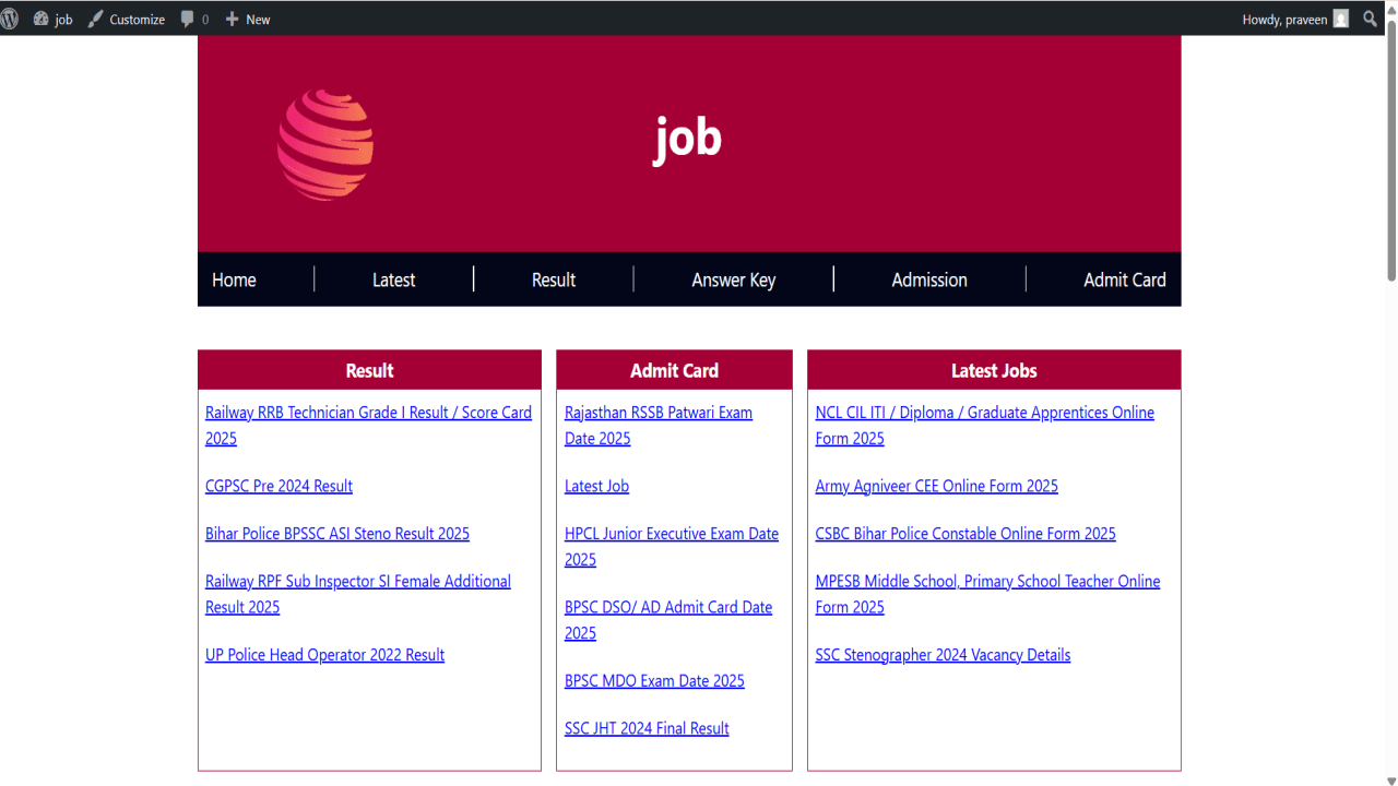 Sarkari Result WordPress Theme – Download Now with Built-In Auto Post Upload Feature
