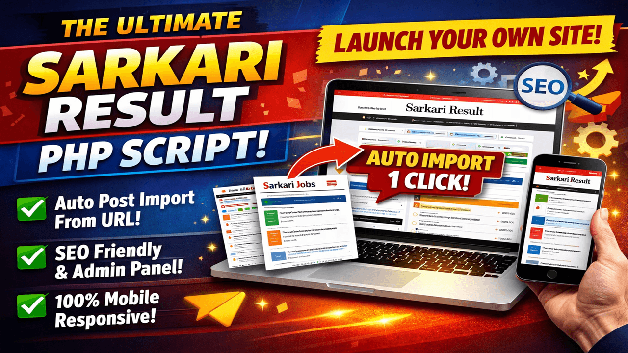 Sarkari Result PHP Script - Advanced Job Portal CMS with Auto Import