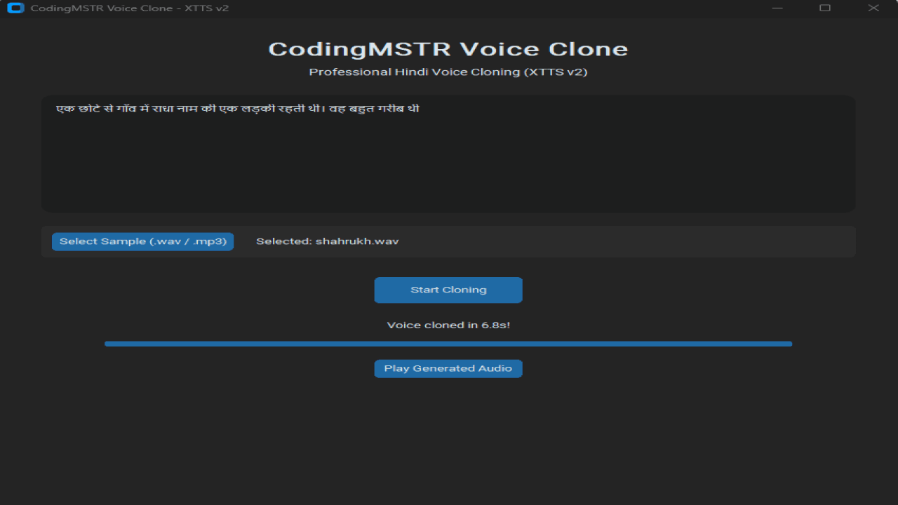 Free AI-Powered Hindi Voice Cloning Desktop Software with Source Code