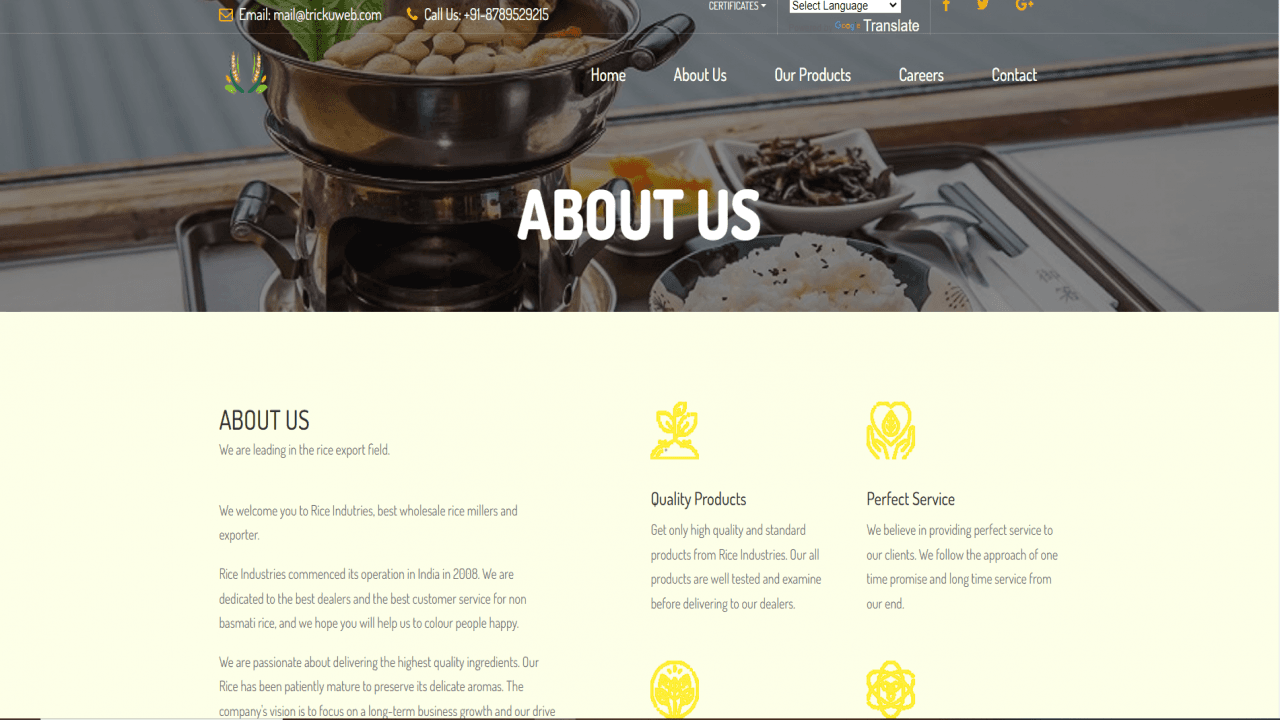 Free Rice Merchant and Trader Website Template Bootstrap Snapshot