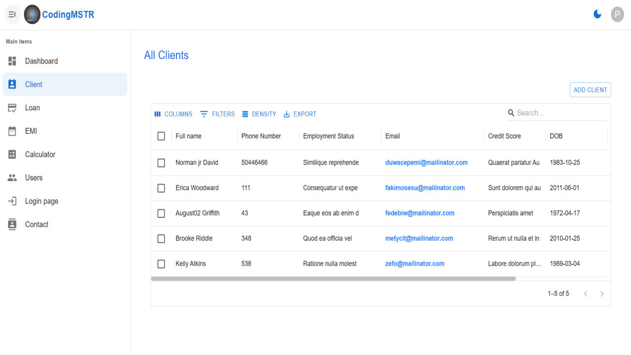 Loan Management Software Using React and Firebase Snapshot