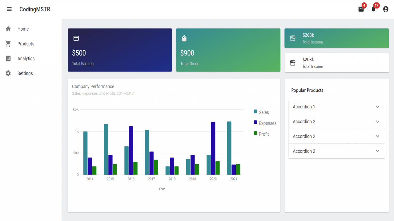 React MUI Dashboard Source Code