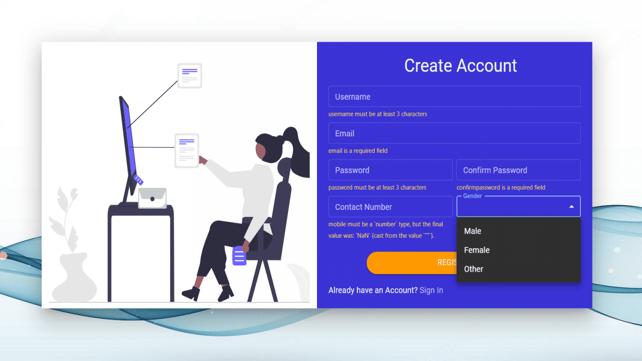 React Form Validation | Sign up Form