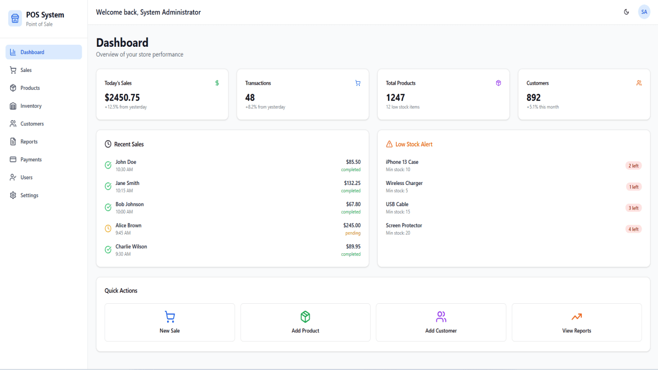 Download POS System UI Built with React