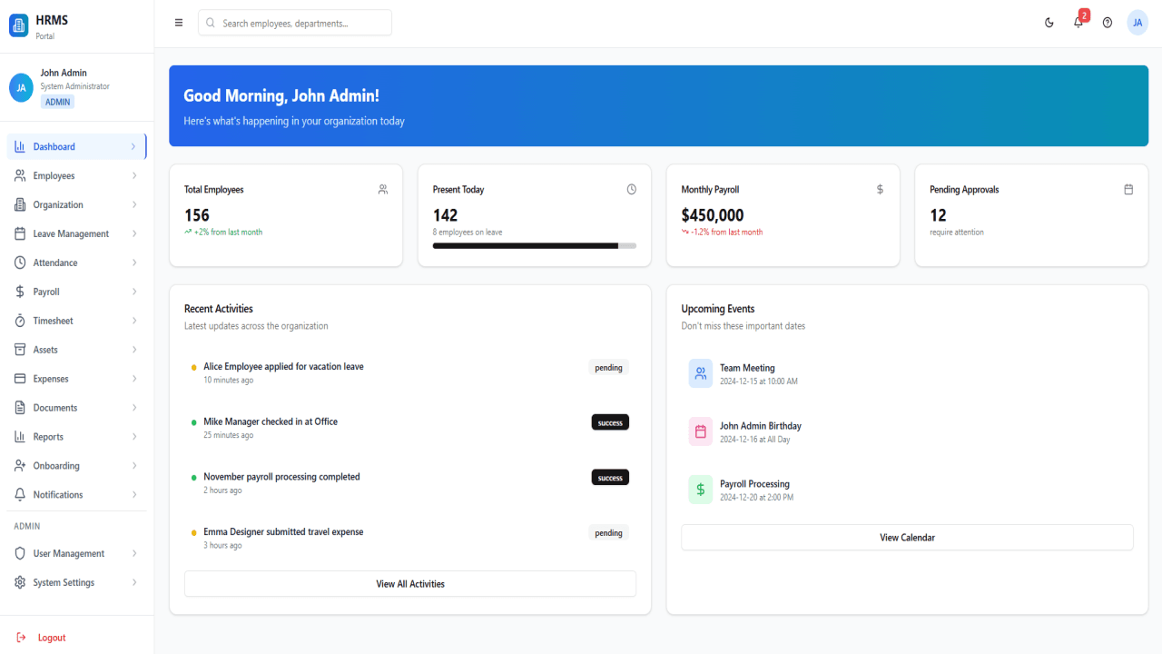 HRMS Software UI in React | HRMS Template