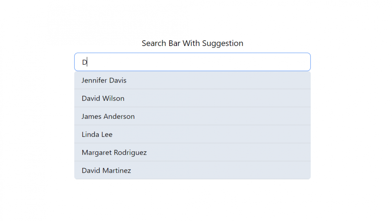 React Search Bar with Suggestion or Auto Complete Source Code