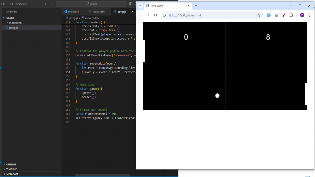Ping Pong Game Using JavaScript