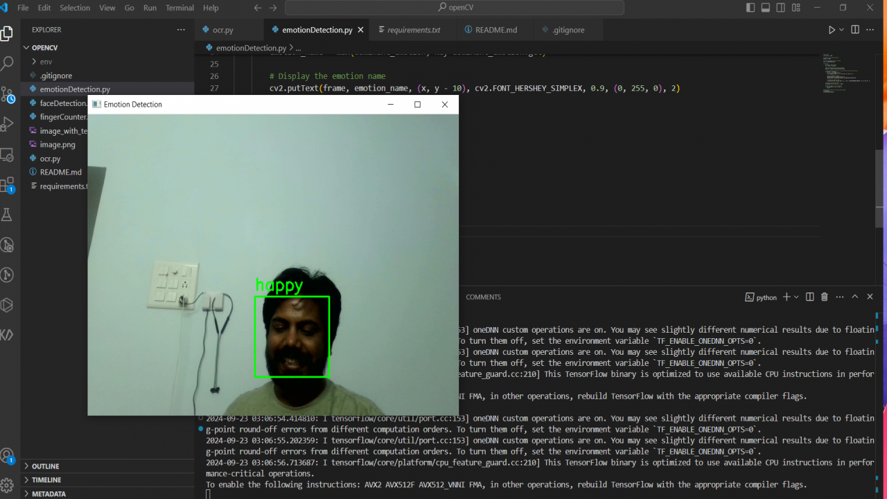 Python Emotion Detection Program Source Code