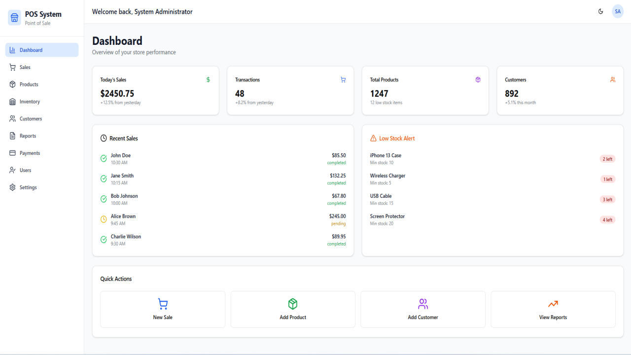 Download POS System UI Built with React